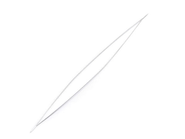 Premium Big-Eye-Perlennadel (100 mm) – Einfach einzufädelnde flache Perlennadel für Saatperlen (Nickel)