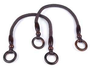 Taschenhenkel aus Kordel mit Holzperlen und Holzringen, 50-55 cm