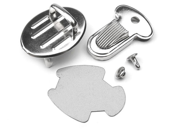 Premium Steckschloss-Set aus Nickel mit Nieten für Handtaschen & Geldbörsen - 25 x 33 mm Verschluss für die Taschenherstellung