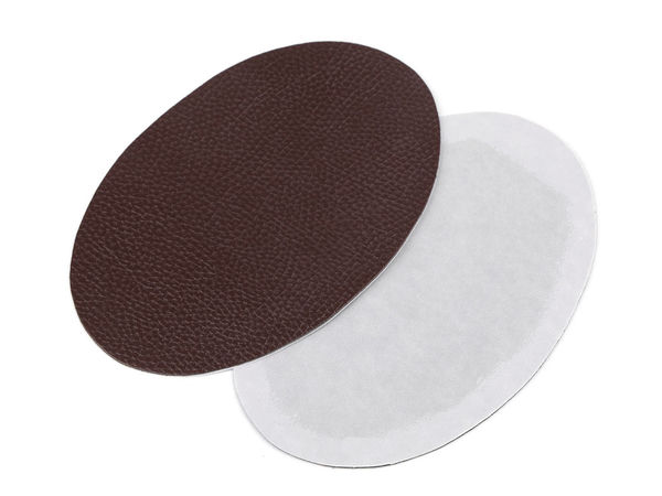Premium Kunstleder-Bügelflicken, oval, 12x18 cm (2er-Pack)