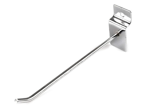 Robuster Metall-Displayhaken für Gitterwände & Lamellenwände – Vernickelt (14 cm)