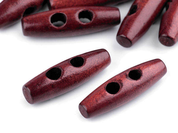 Hochwertige Knebelknöpfe aus Holz in Olivenform, 12x40mm – Verschlüsse für Dufflecoats und Pullover