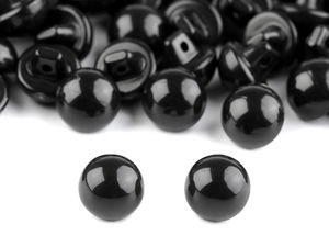 Premium schwarze Halbrund-Ösenknöpfe (Größe 15) - Halbrunde Spielzeugaugen aus Kunststoff mit rückseitiger Nähöse für Puppen, Marionetten und zum Nähen von Kleidung