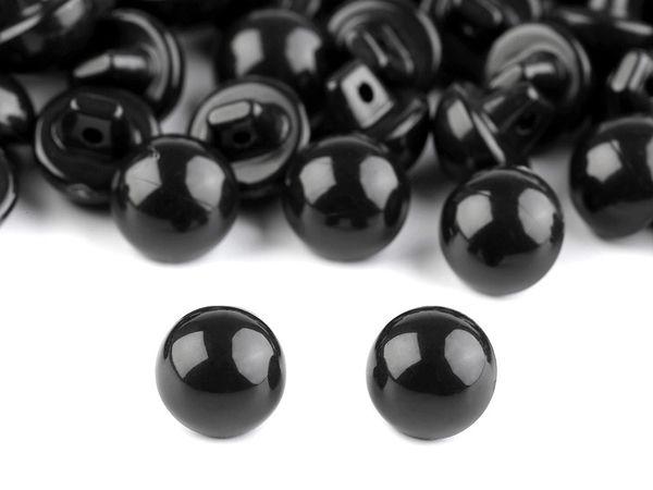 Premium schwarze Halbrund-Ösenknöpfe (Größe 15) - Halbrunde Spielzeugaugen aus Kunststoff mit rückseitiger Nähöse für Puppen, Marionetten und zum Nähen von Kleidung
