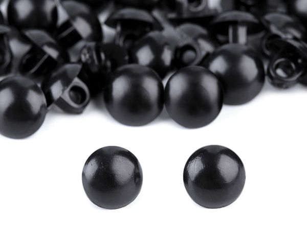Premium Knopfaugen mit Öse (Größe 12) - Schwarze Halbrundknöpfe aus Kunststoff für Puppen, Kuscheltiere und Bastelprojekte