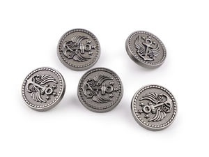 Premium Metallknöpfe Nickel Antik - Detailreich verzierte matte Verschlüsse für Jacken, Mäntel, Pullover, Hosen und Taschen (Größen 28, 32, 36)