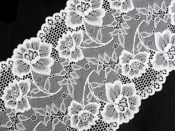 Premium 18,5 cm elastische Stretch-Spitze mit Blumenmuster für Bekleidung & Kurzwaren