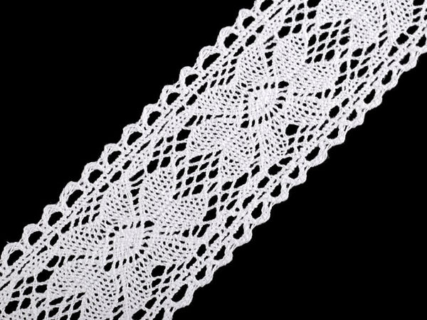 Premium breite Baumwoll-Klöppelspitze und Einsatz (55mm) – Elegantes Bortenband mit Vintage-Muster für Nähen, Bekleidung, Basteln und Heimdekoration