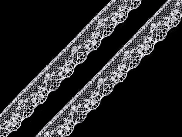 Premium 18 mm Polyamid-Nylon-Spitzenborte - Elegante Synthetikspitze mit Bogenkante für Nähen, Kleidung und Heimdekor
