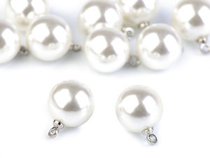 Premium-Kunstperlenknöpfe mit Annähöse - 11 mm glänzende Perlenverschlüsse