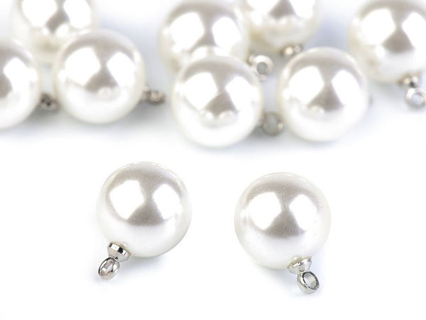 Premium-Kunstperlenknöpfe mit Annähöse - 11 mm glänzende Perlenverschlüsse