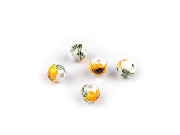 Porzellanperlen mit Blumen Ø 8 mm