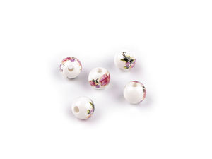 Porzellanperlen mit Blumen Ø 8 mm