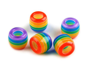 Kunststoff-Charm-Perlen mit Streifen 10x12 mm