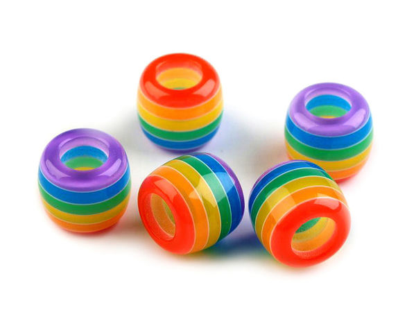 Kunststoff-Charm-Perlen mit Streifen 10x12 mm