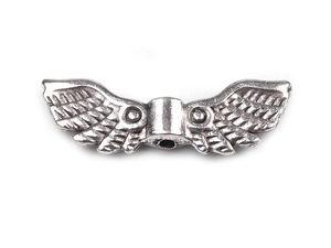 Premium-Engelsflügel-Zwischenperlen aus Metall in Platin (7x22 mm) – Beidseitig geprägte Anhänger für Schmuckdesign und Bastelarbeiten