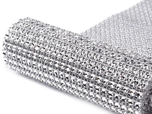 Premium glitzernde Netz-Borte - 11,5 cm Breite - Funkelnde Kunststoff-Kreisborte (2. Wahl)