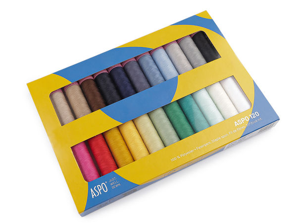 Aspo 120 Premium Universal-Polyester-Nähgarn-Set – 22 x 100m Spulen (Farbmix)