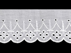 Premium weiße Broderie-Anglaise-Madeira-Spitzenborte aus Polyester - 75mm