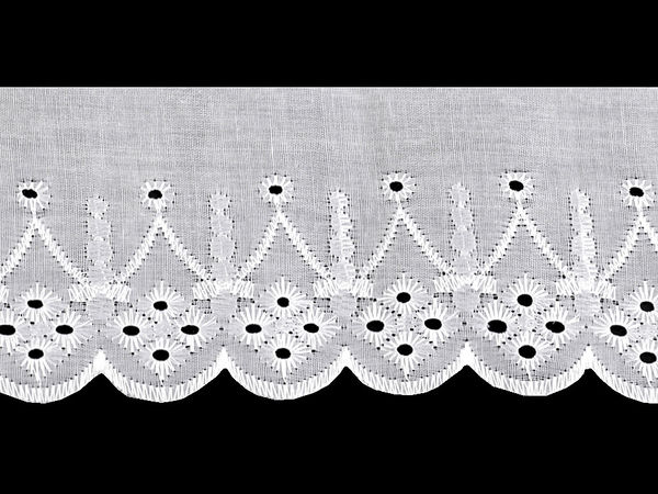Premium weiße Broderie-Anglaise-Madeira-Spitzenborte aus Polyester - 75mm