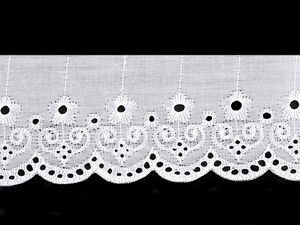 Premium Madeira Broderie Anglaise Spitzenborte in Weiß, 65 mm Breite - Filigrane Stickereispitze für Kurzwaren, Kleidung und Heimdekoration