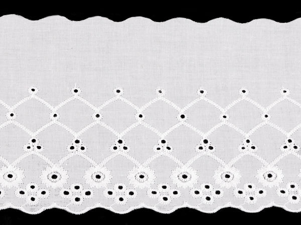 Baumwoll-Madeiraspitze - Lochstickerei-Spitzenborte Breite 12 cm