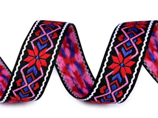 Zierborte mit Indianermuster / Webband Breite 24 mm