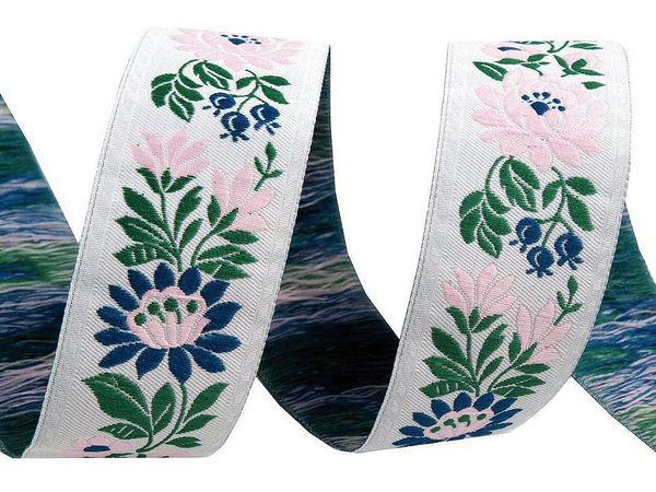 Premium Jacquard-Webband Trachtenborte - 35 mm Polyester-Zierband (25 m Rolle)