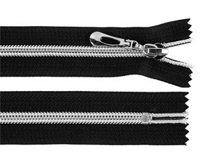 Nylon-Reißverschluss Nr. 7 Länge 18 cm mit silbernen Zähnen