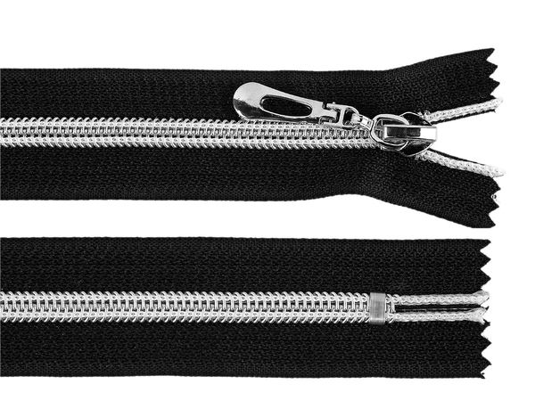 Nylon-Reißverschluss Nr. 7 Länge 18 cm mit silbernen Zähnen