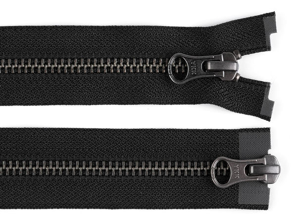 Metallreißverschluss YKK Nr. 5 teilbar, 2 Schieber / Zwei-Wege, 50 cm für Lederjacken