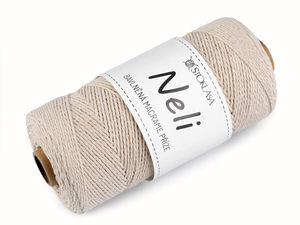 Neli Premium Makramee-Garn aus gekämmter Baumwolle (240g) - Hochfeste Kordel für Häkelarbeiten, Taschen und Wohndekoration
