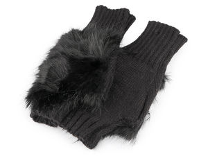 Fingerlose Damen-Strickhandschuhe aus Wollmischung mit elegantem Webpelzbesatz