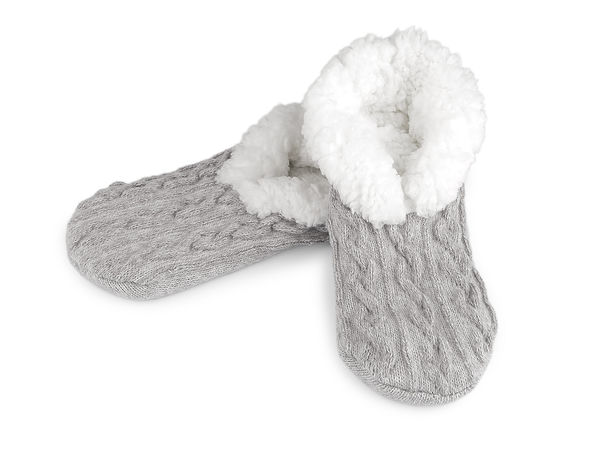 Gestrickte Winter-Hausschuhe für Damen & Mädchen mit warmem Kunstfellfutter & Antirutsch-Sohle
