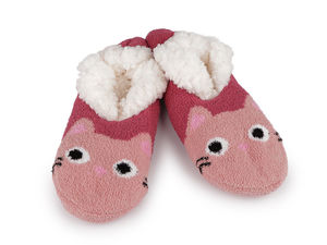 Kuschelige Mädchen-Winterhausschuhe - Warme Hausschuhe mit Kunstfell-Futter und Anti-Rutsch-Sohle