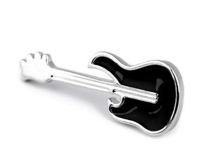 Minimalistische Anstecknadel & Minibrosche aus Metall - Gitarre und Flugzeug