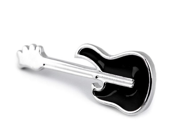 Minimalistische Anstecknadel & Minibrosche aus Metall - Gitarre und Flugzeug