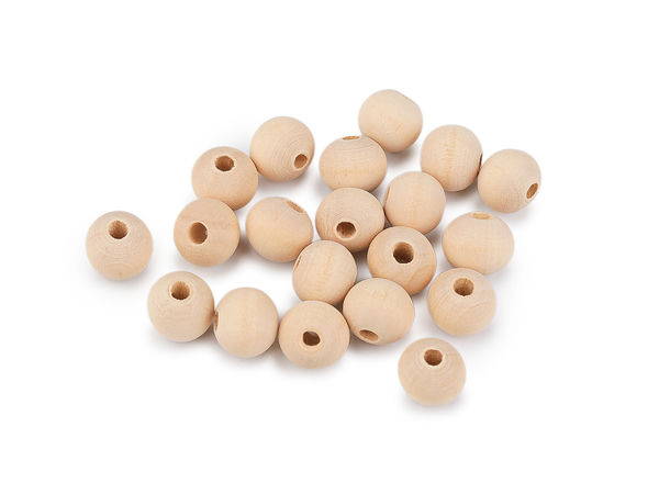 Premium-Holzperlen in Natur Hell, unlackiert (12 mm) für Makramee, Korb- & Flechtarbeiten & DIY-Bastelarbeiten