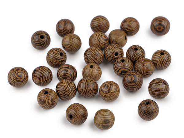 Premium lackierte Holzperlen (8 mm) - Natur Dunkel