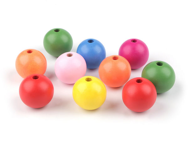 Premium große lackierte Holzperlen (30 mm, bunte Mischung) – Bastelperlen mit großem Loch für Makramee, Traumfänger & Taschengriffe