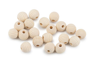 Premium Holzperlen mit Wabenmuster unbehandelt – 14 mm Bastelperlen aus Naturholz im Bienenwaben-Design