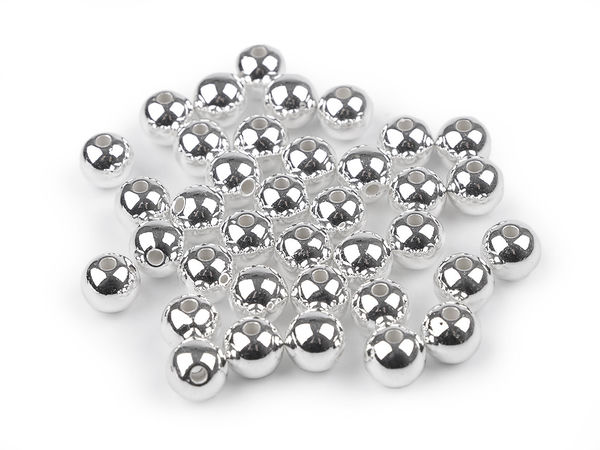 Premium-Kunststoff-Wachsperlen mit Hochglanz-Metalleffekt - 10mm (Silber)
