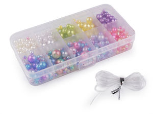 Premium DIY-Perlen-Schmuckbastelset - Bunte Mischung in Aufbewahrungsbox mit elastischer Kordel für Armbänder und Halsketten