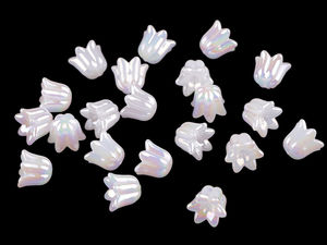 Perlweiß AB Glockenblumen-Acrylperlen - 12x14mm Zwischenperlen für die Schmuckherstellung, Perlenengel und DIY-Bastelarbeiten
