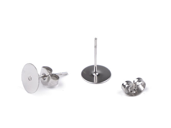 Edelstahl-Ohrstecker-Rohlinge Ø 8 mm