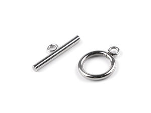 Premium-Knebelverschlüsse aus Edelstahl - 14 mm OT-Schmuckverschlüsse (Platin-Finish)