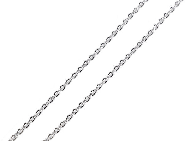 Premium platinfarbene Edelstahl-Flachgliederkette für Schmuck - 2,3 mm Breite