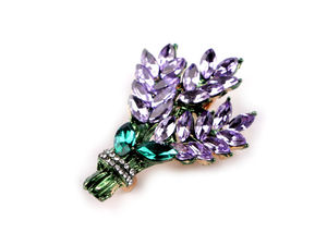 Exquisite Kristall-Strass-Brosche in Lavendelform - Hellviolett