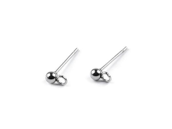 Kugelohrstecker aus Edelstahl mit Öse, 3 mm – Platin-Finish