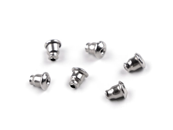 Premium-Ohrringverschlüsse und -stopper aus Edelstahl (5x6 mm) – Platin-Optik